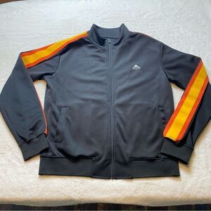 Black Pyramid Track Jacket Black With Orange Yellow Arm Stripes Size Medium
